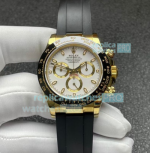 Noob V3 Rolex Daytona White Chronograph Watch 40MM Black Oysterflex Strap